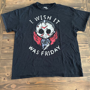 Men's Friday the 13th Jason Graphic Tee XL Black Horror Movie Shirt Chibi